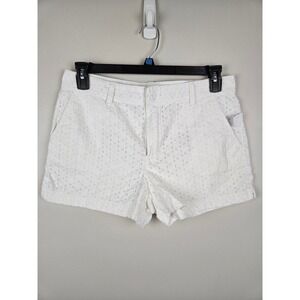Gap Women‎ White Eyelet Cotton Shorts Size 10 Floral Lace Summer Casual